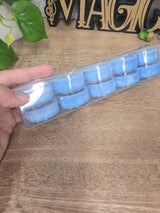 Handmade Soy Wax Tealights, Unscented Blue Candles (Set of 6 or 10)