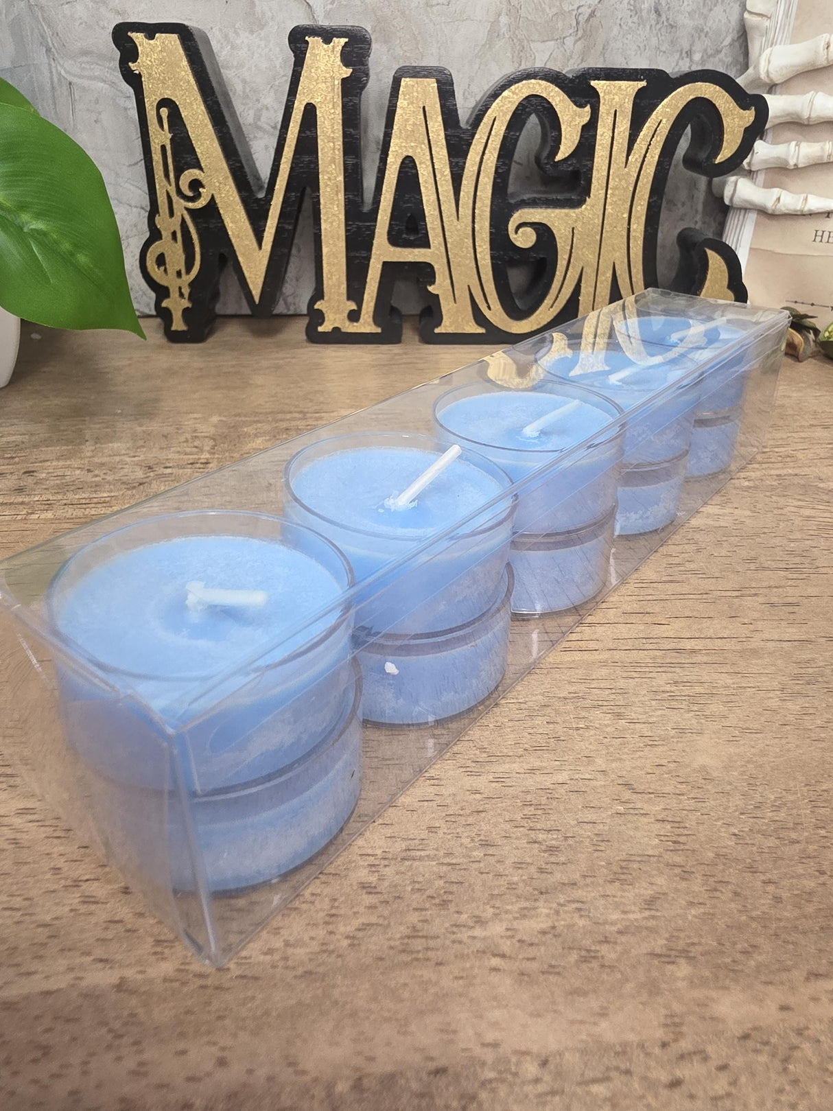 Handmade Soy Wax Tealights, Unscented Blue Candles (Set of 6 or 10)