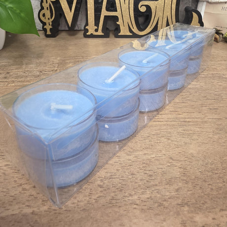 Handmade Soy Wax Tealights, Unscented Blue Candles (Set of 6 or 10)