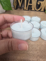 Handmade Soy Wax Tealights, Unscented Light Blue Candles (Set of 6 or 10)
