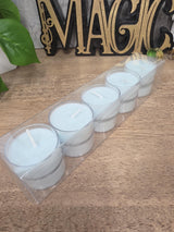Handmade Soy Wax Tealights, Unscented Light Blue Candles (Set of 6 or 10)