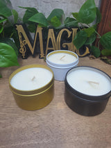 Personalized Soy Wax Candle in Tin, Custom Scented, Minimalist Gift (2-8 oz)