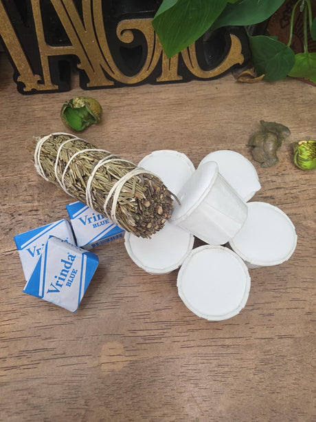 Cascarilla & Vrinda Traditional Practice Supply Set, Botanical Bundle (White Chalk Tablets)