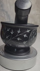 Flower of Life Black Soapstone Mortar and Pestle - Handmade Herb Grinder