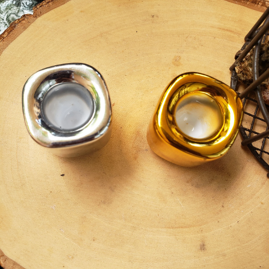 Handmade Ceramic Chime Candle Holder - Gold Silver color , candle holder - My Magic Place Shop