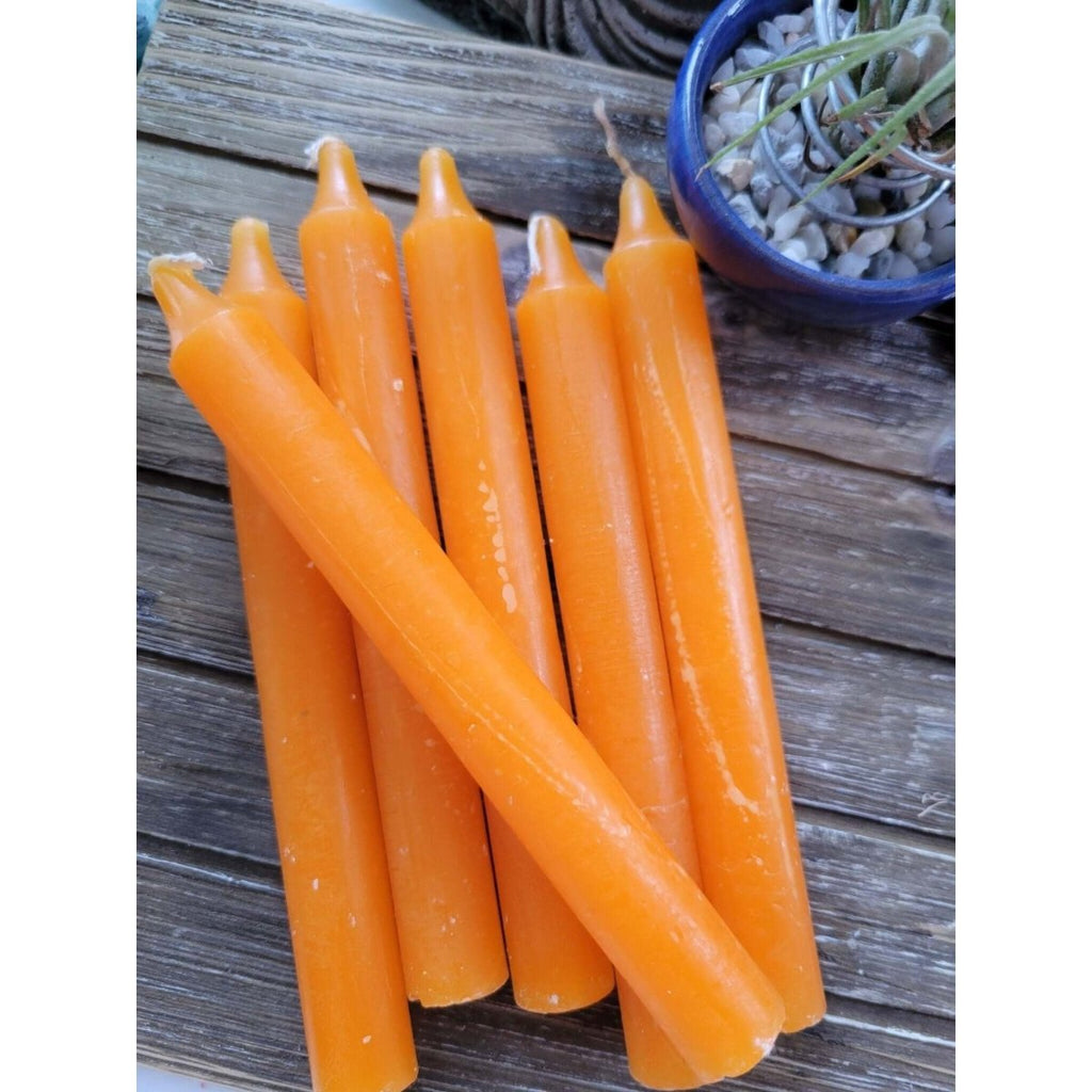 6-Inch Spell Candle / Six Inch Orange Candles / Pack of 6 Candles -Candles