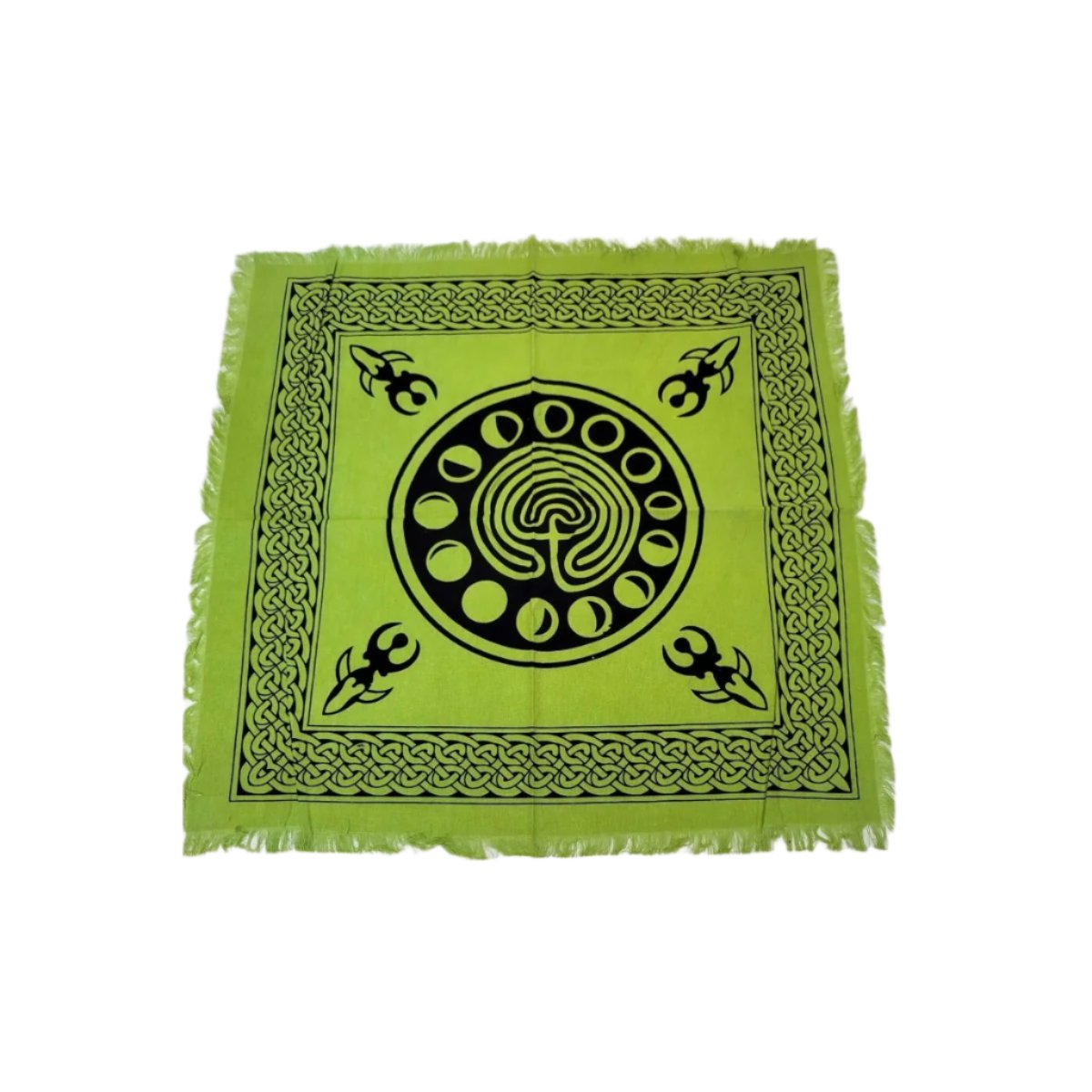 Altar Cloth Green Phases of Moon 18" x 18", Green Witch Altar -Tablecloths