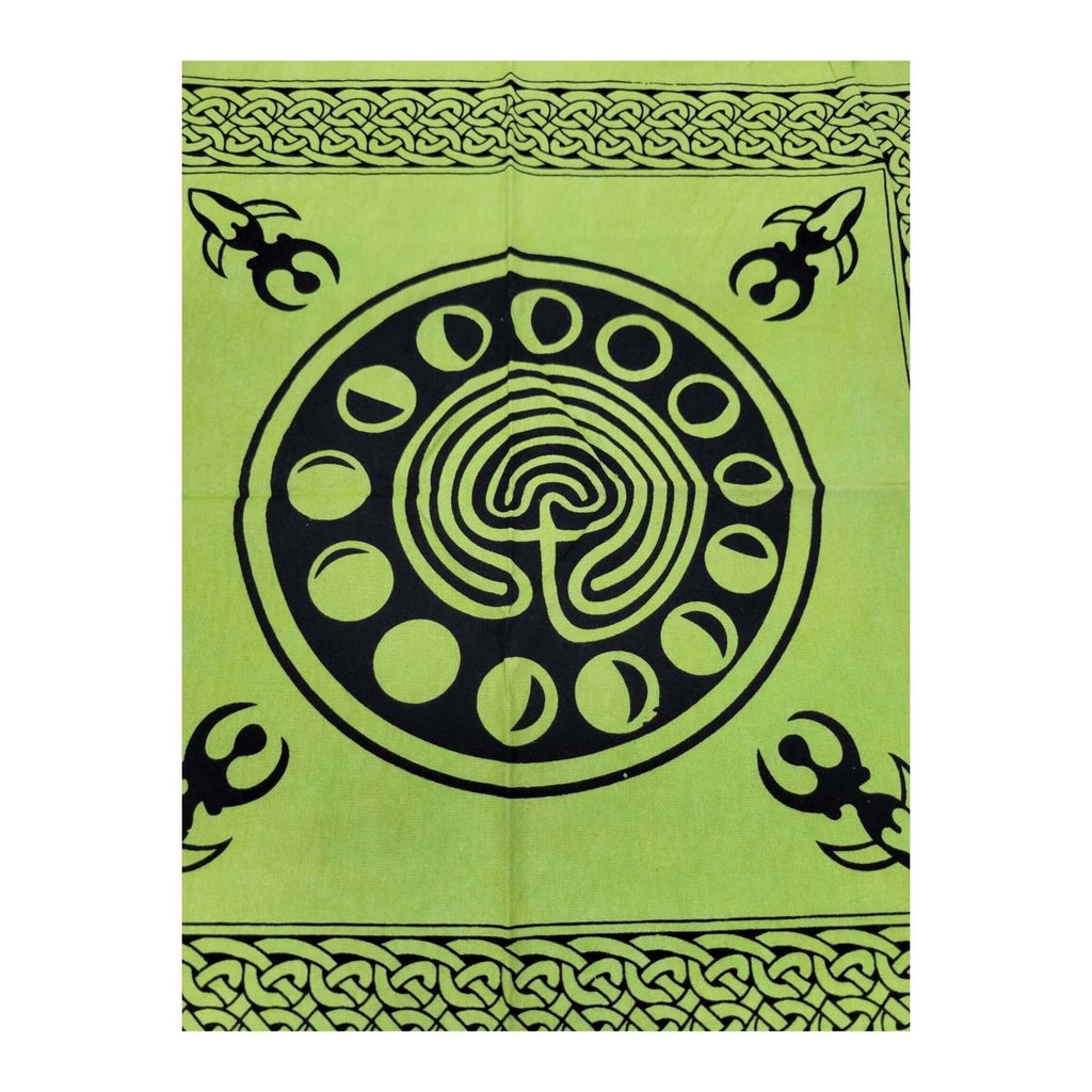 Altar Cloth Green Phases of Moon 18" x 18", Green Witch Altar -Tablecloths