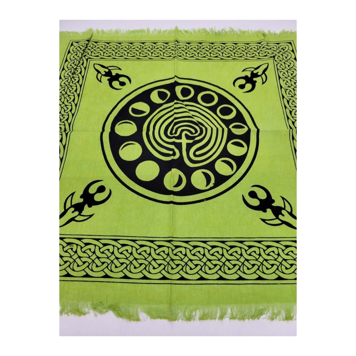 Altar Cloth Green Phases of Moon 18" x 18", Green Witch Altar -Tablecloths