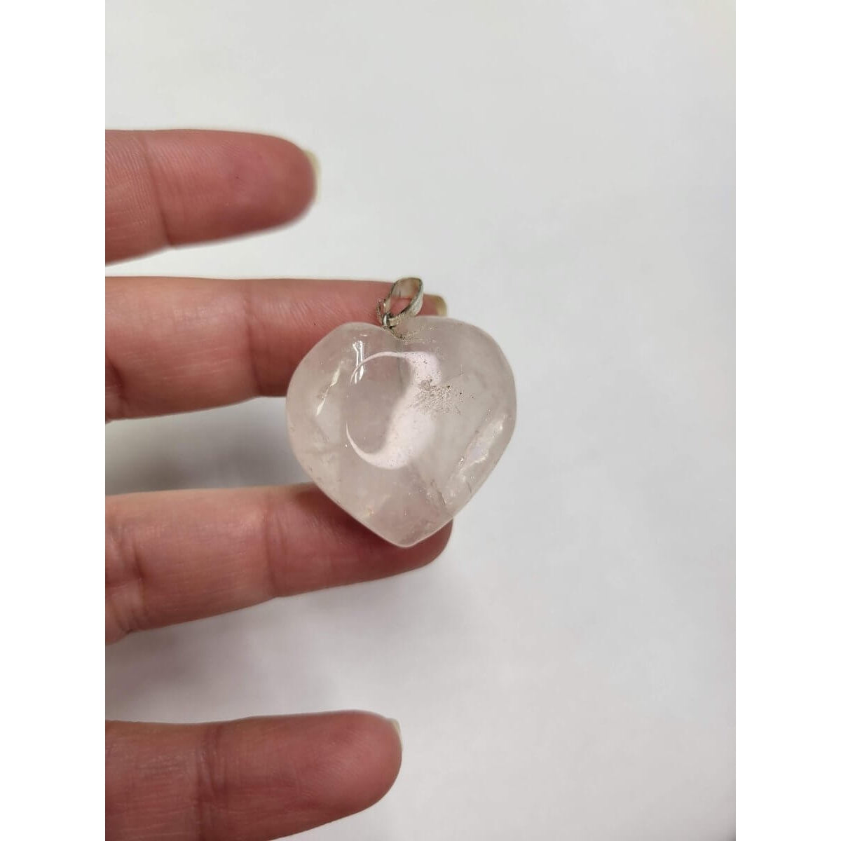 Amethyst / Clear Quartz Heart Shaped Crystal Pendant with Cord -Charms & Pendants