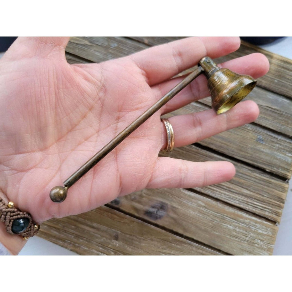 Antique honey gold finish swivel metal candle snuffer 5"l -Candle Snuffers