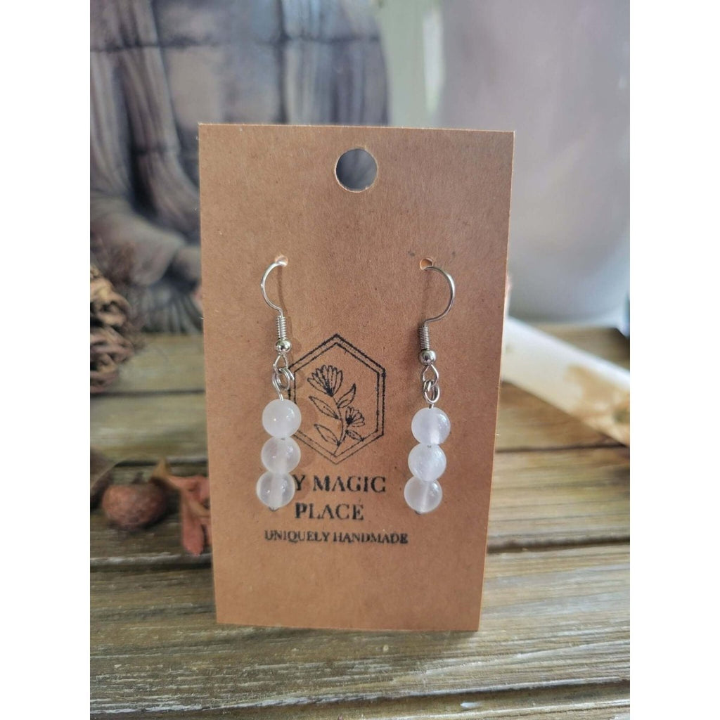 Beads Crystal Earrings ,Stacked Stone Drop Earrings |Gemstones Beads -Earrings