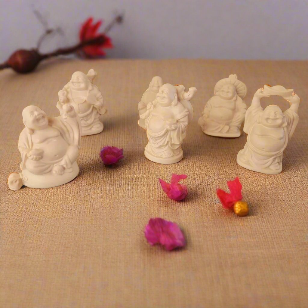 Beautiful Pack of 6 Laughing Buddha Figurines -Buddha Figurine statue