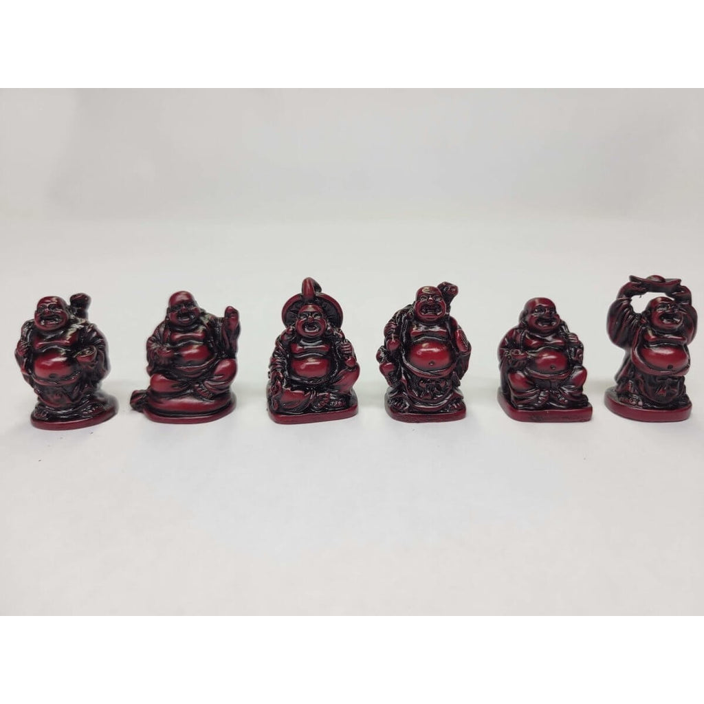 Beautiful Pack of 6 Red ,Golden, Green Laughing Buddha Figurines Lucky Happy Buddha Statue Home Décor altar Set -Buddha Figurine Statue