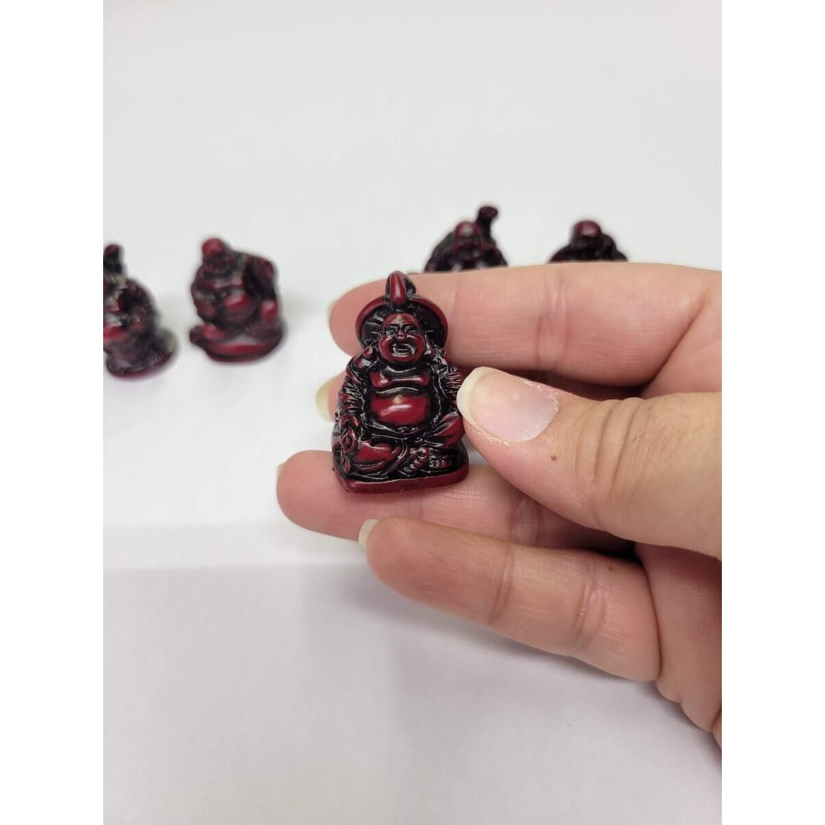 Beautiful Pack of 6 Red ,Golden, Green Laughing Buddha Figurines Lucky Happy Buddha Statue Home Décor altar Set -Buddha Figurine Statue