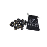 Black Agate Rune stone set with Black Pouch (25 stone set) -Crystals