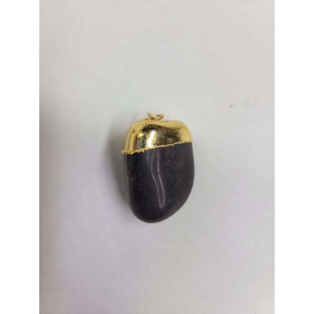 Black Tourmaline / Amethyst tumble stone cap pendant w/Cord/Protection Jewelry -Charms & Pendants