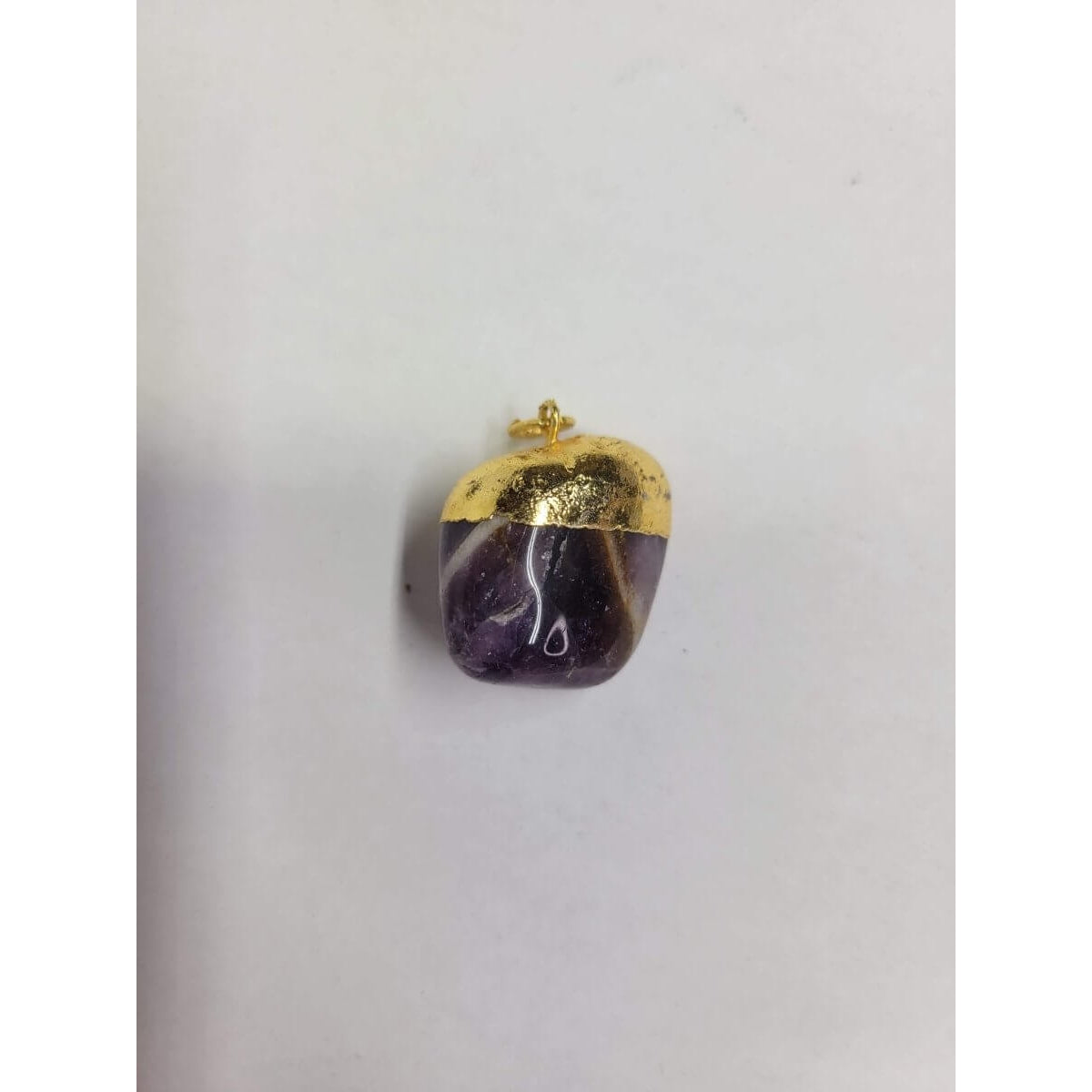 Black Tourmaline / Amethyst tumble stone cap pendant w/Cord/Protection Jewelry -Charms & Pendants