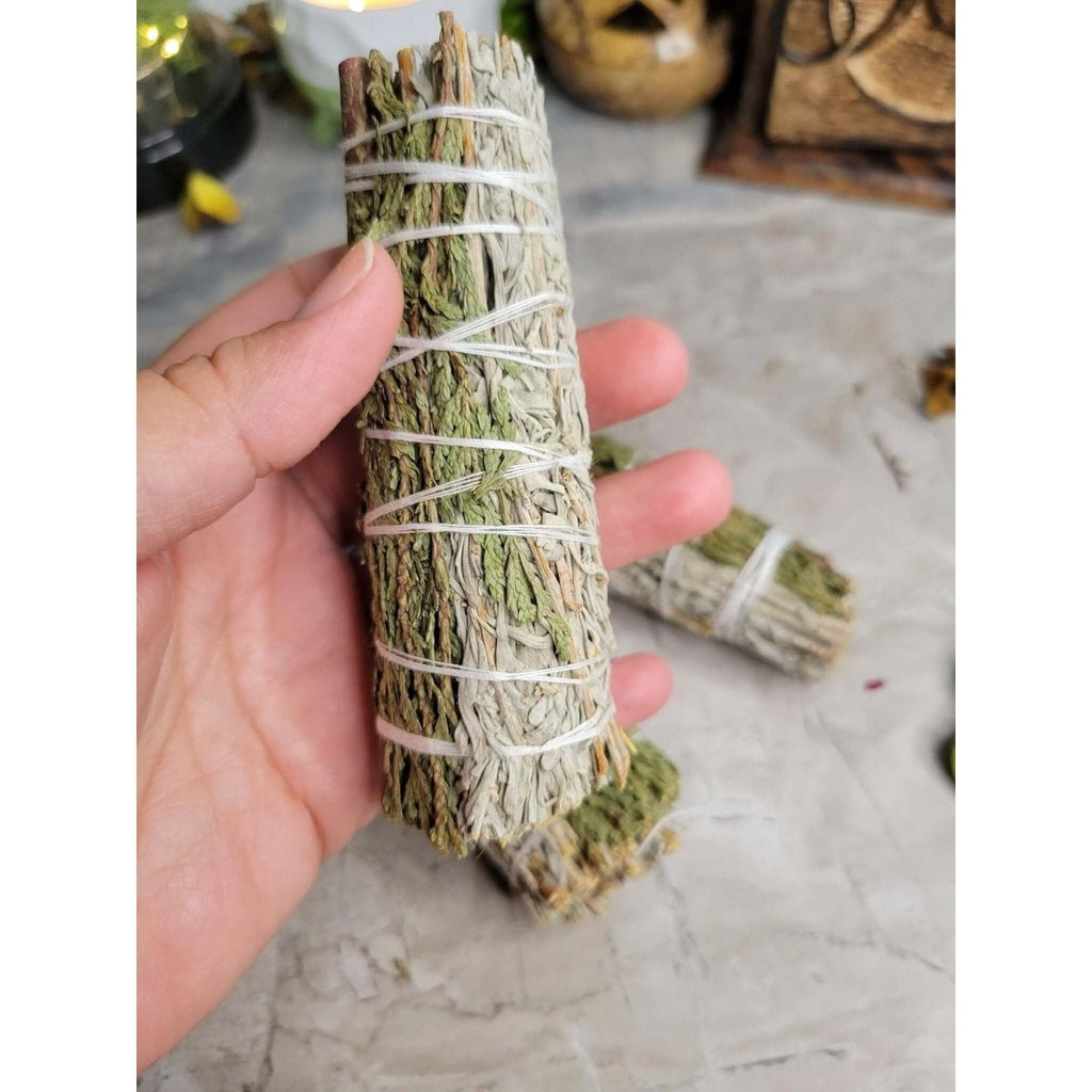 Blue Sage & Cedar Smudge Stick - 4" -Herbs & Spices