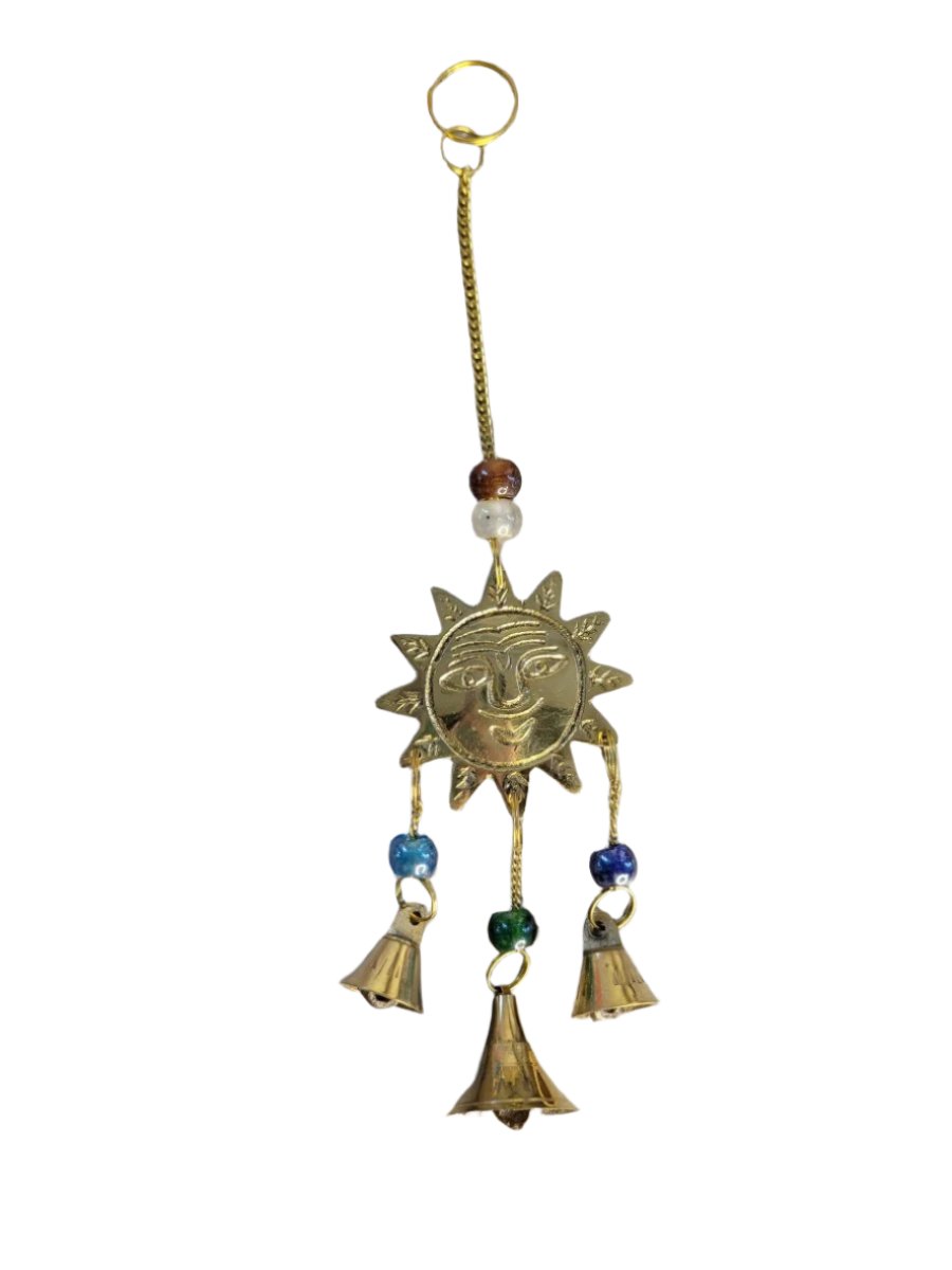 Brass Wind Chime Sun with bells / Witch Bells / Protection Bells/ Altar Decoration /Home Decoration -Wind Chimes