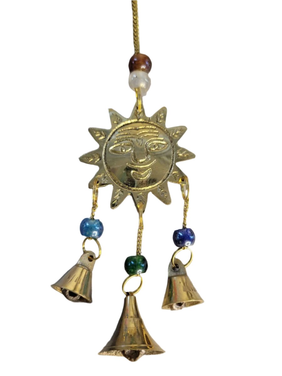 Brass Wind Chime Sun with bells / Witch Bells / Protection Bells/ Altar Decoration /Home Decoration -Wind Chimes