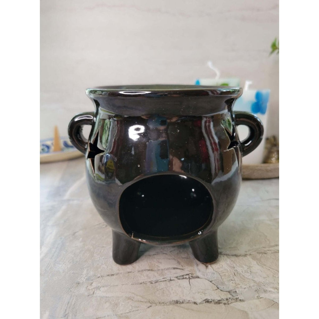 Ceramic Cauldron Oil Burner , Wax Warmer, Metaphysical Décor, Handmade Ceramic -Candle & Oil Warmers