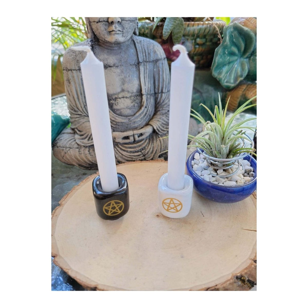 Ceramic Chime Candle Holder, Pentacle, Candle Holder , Altar Decoration -Candle Holders