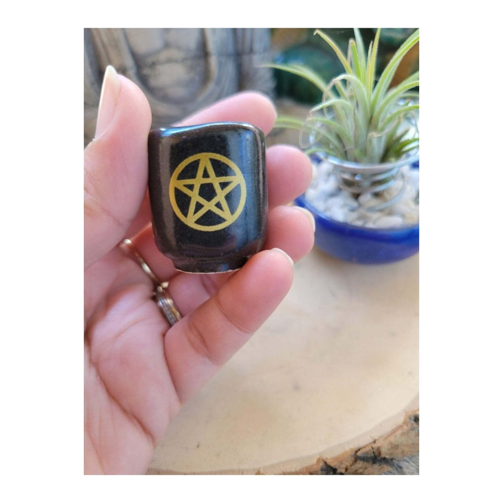 Ceramic Chime Candle Holder, Pentacle, Candle Holder , Altar Decoration -Candle Holders