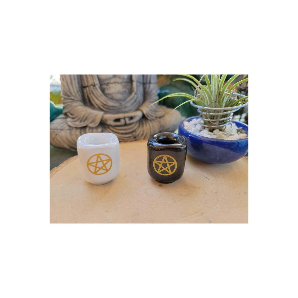 Ceramic Chime Candle Holder, Pentacle, Candle Holder , Altar Decoration -Candle Holders