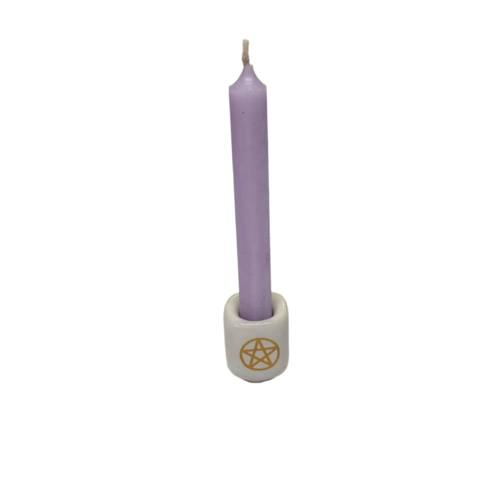 Ceramic Chime Candle Holder, Pentacle, Candle Holder , Altar Decoration -Candle Holders