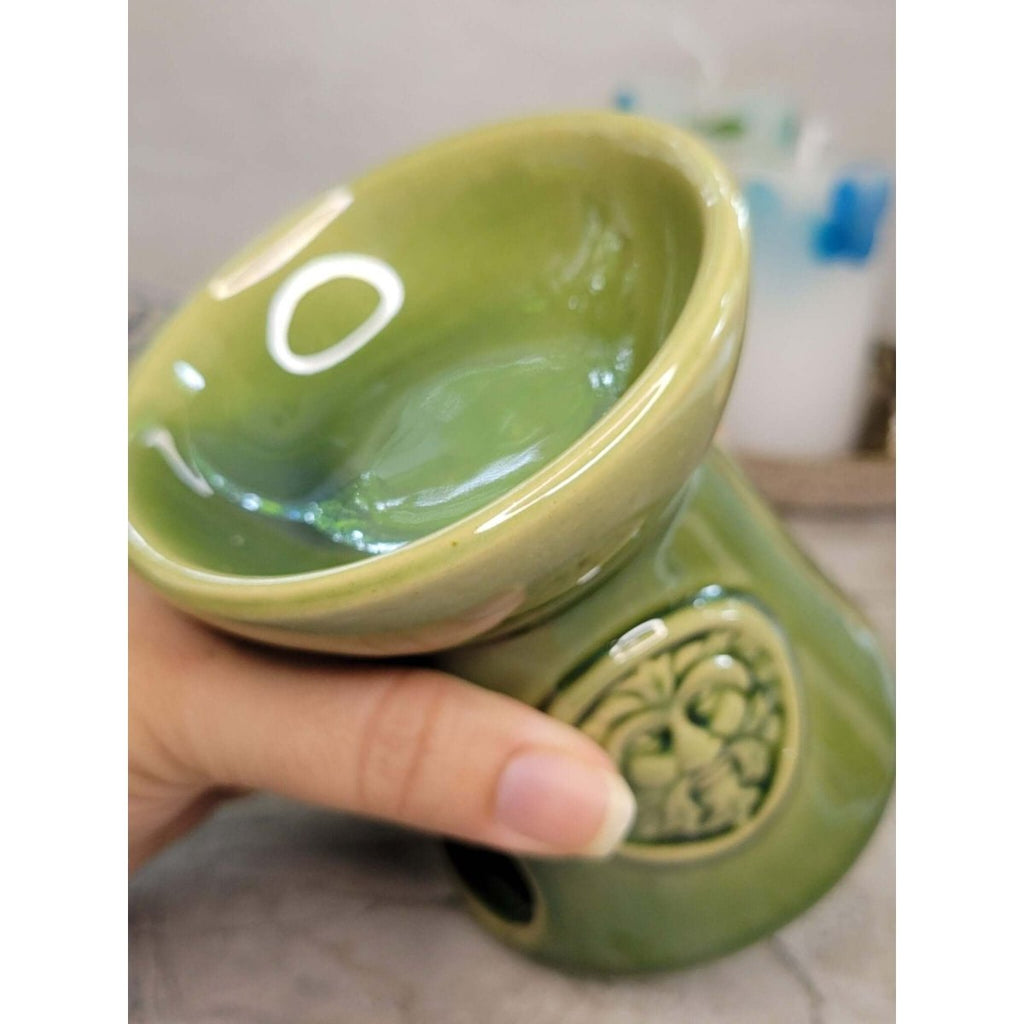 Ceramic Green Man design Oil Burner , Wax Warmer, Metaphysical Décor, Handmade Ceramic -Candle & Oil Warmers