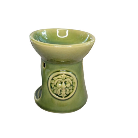 Ceramic Green Man design Oil Burner , Wax Warmer, Metaphysical Décor, Handmade Ceramic -Candle & Oil Warmers