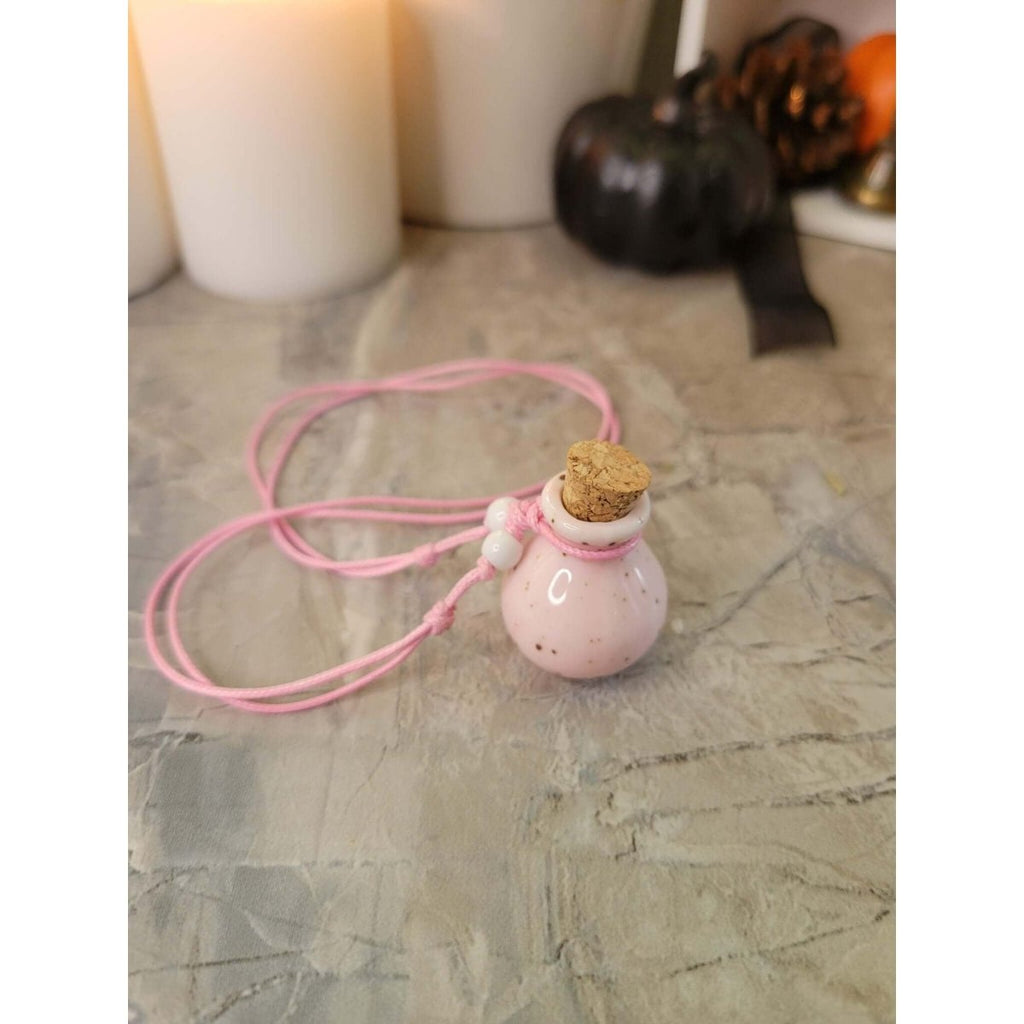 Ceramic Perfume Bottle Pendant Necklace , Essential Oil Vial Necklace -Charms & Pendants