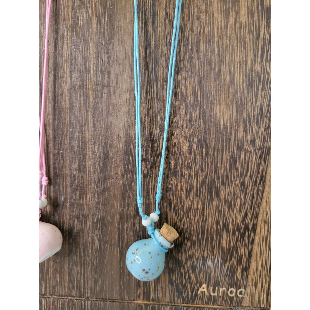 Ceramic Perfume Bottle Pendant Necklace , Essential Oil Vial Necklace -Charms & Pendants