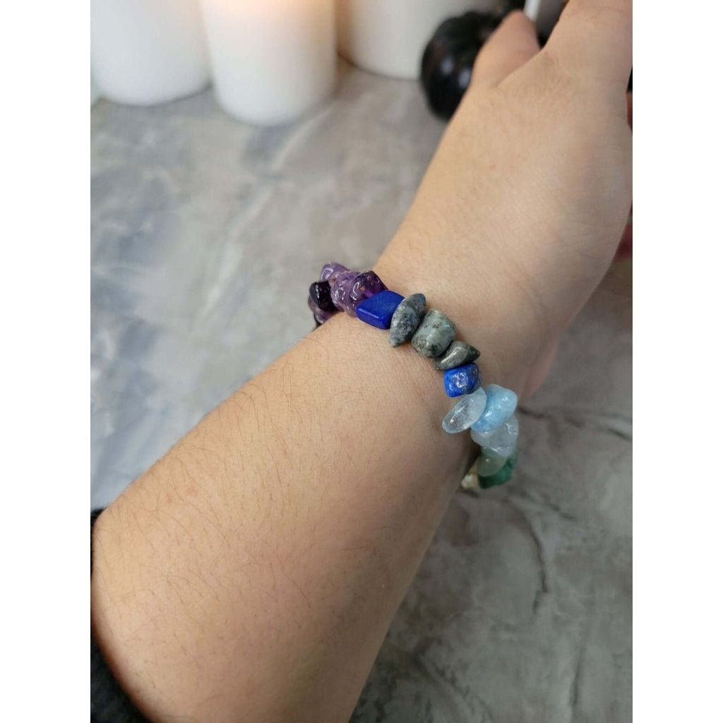 Chakra Gemstone Stretch Bracelets, with Crystal Threads, Handmade Stretch Bracelets -Bracelets