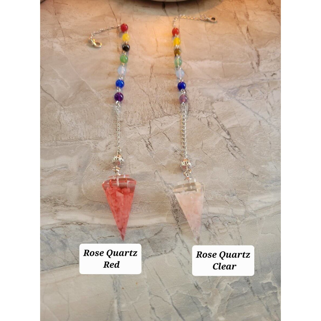 Chakra Jewelry, Resin Dowsing Pendulum, with Natural Mixed Gemstone Beads Inside -Pendulum