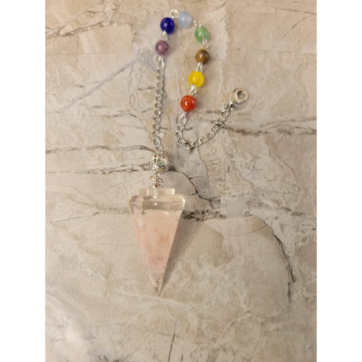 Chakra Jewelry, Resin Dowsing Pendulum, with Natural Mixed Gemstone Beads Inside -Pendulum