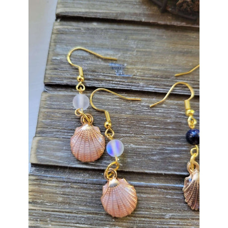 Charm and Crystal Earrings ,Witch Jewelry, Healing Crystal Energy/ Sea Witch Earrings/Aphrodite Inspired Seashell Jewelry -Earrings