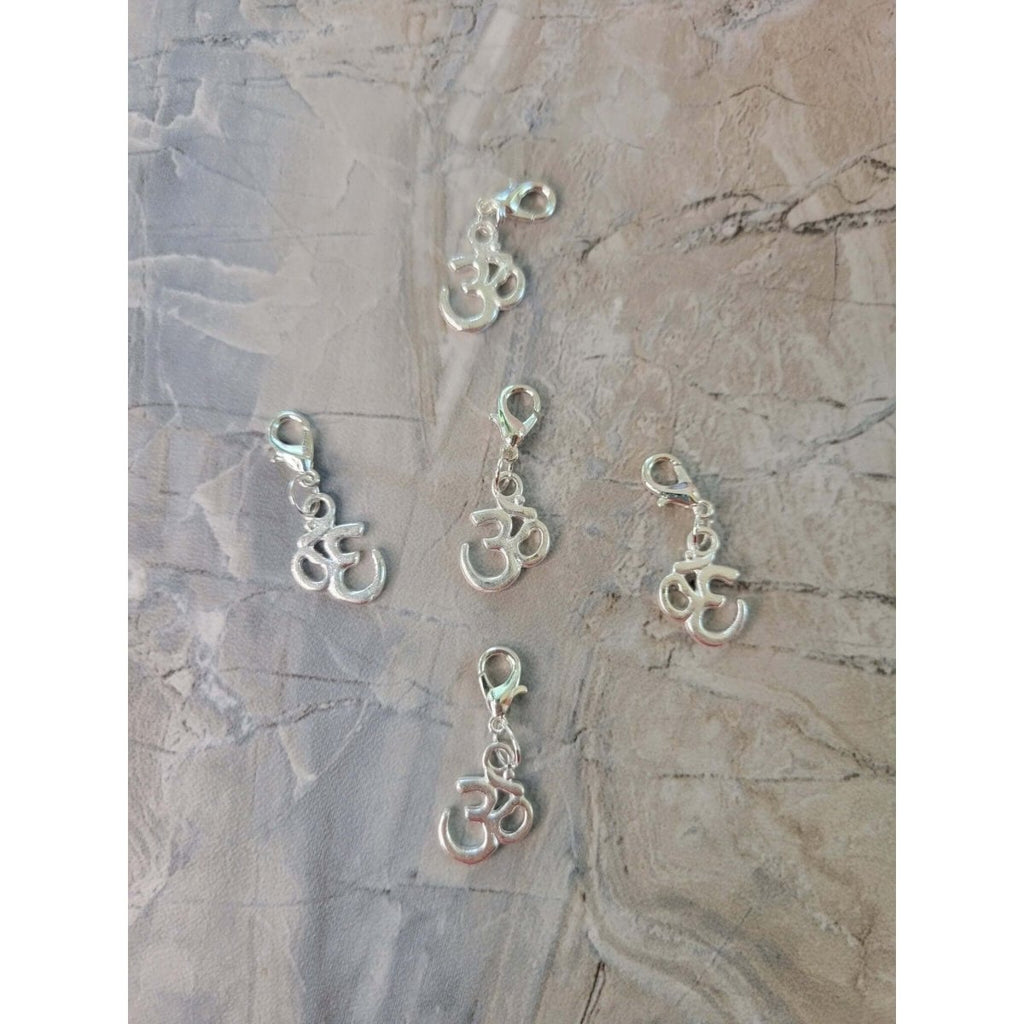 Charm Triple Moon , Pentacle, Om ,Crescent Moon with Lobster Claw Clasps 5 Pendants Set -Charms & Pendants
