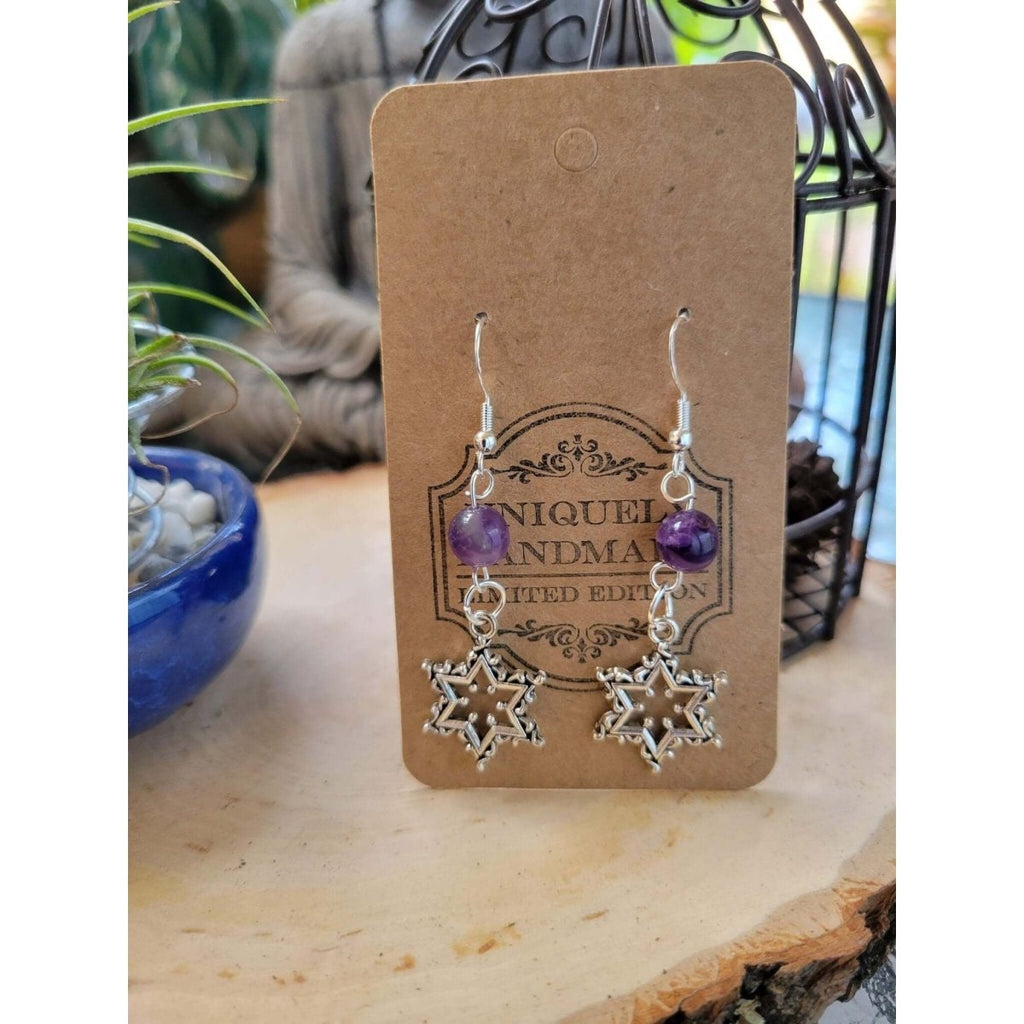 Charms Crystal Earrings ,Stacked Stone Drop Earrings |Charm and Crystal Earrings ,Witch Jewelry, Healing Crystal Energy -