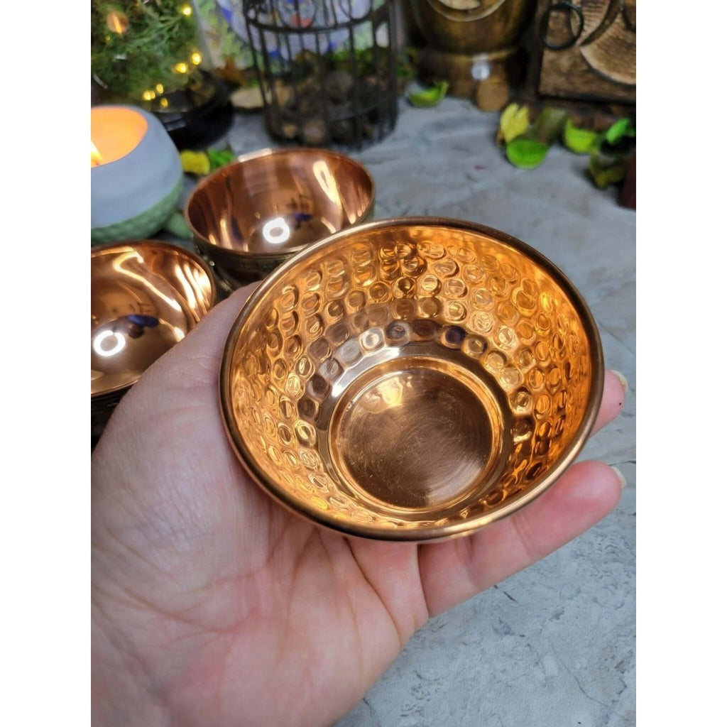 Copper Offering Bowls 3'' Pentacle, Triple Moon Pentacle, Seven Chakras offering Bowl -