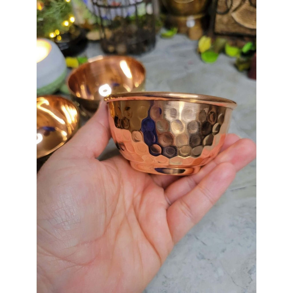 Copper Offering Bowls 3'' Pentacle, Triple Moon Pentacle, Seven Chakras offering Bowl -