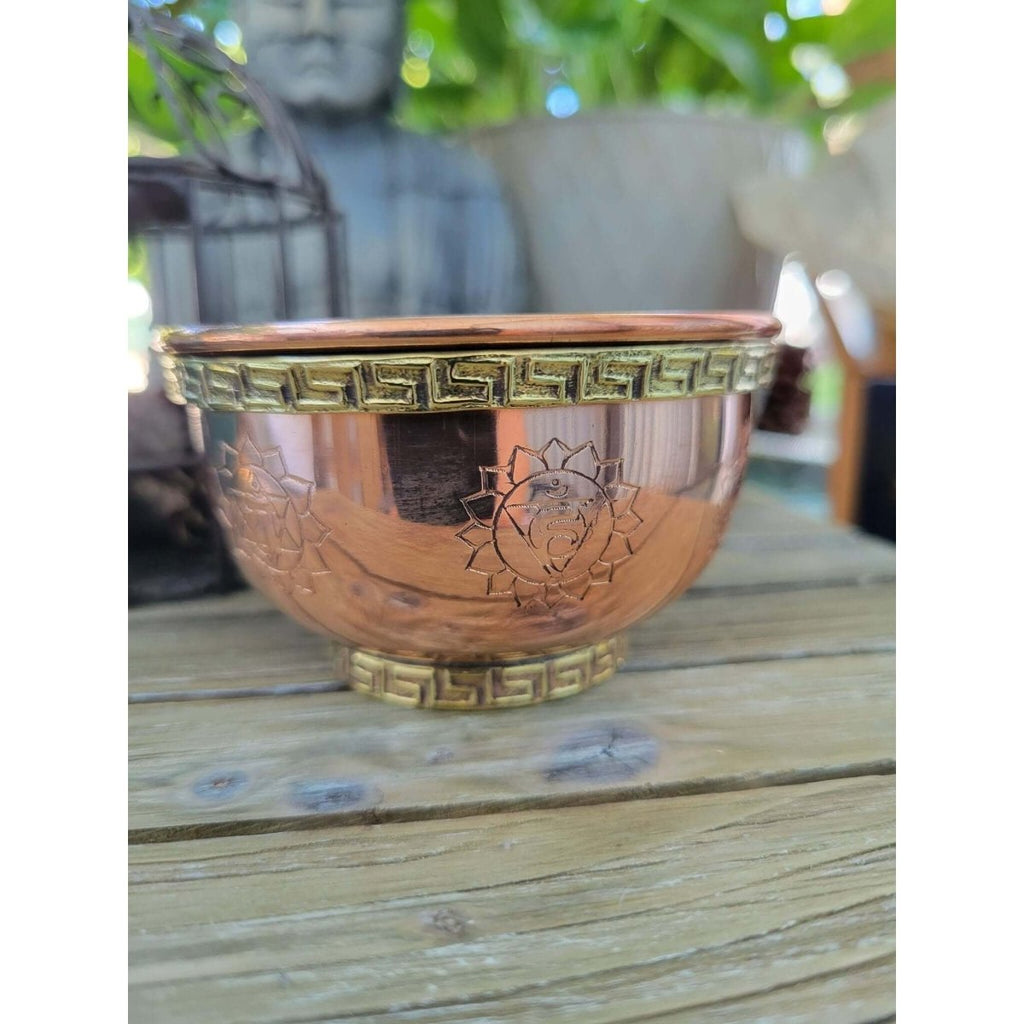 Copper Offering Bowls 3'' Pentacle, Triple Moon Pentacle, Seven Chakras offering Bowl -