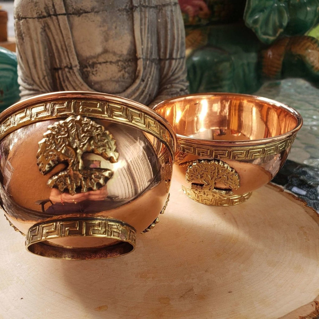 Copper Offering Bowls 3'' Pentacle, Triple Moon Pentacle, Seven Chakras offering Bowl -