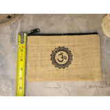 Cotton Jute Pouch, Hand of Fatima , Om Flower of Life Design -Decor