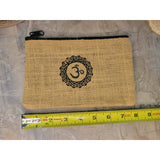 Cotton Jute Pouch, Hand of Fatima , Om Flower of Life Design -Decor