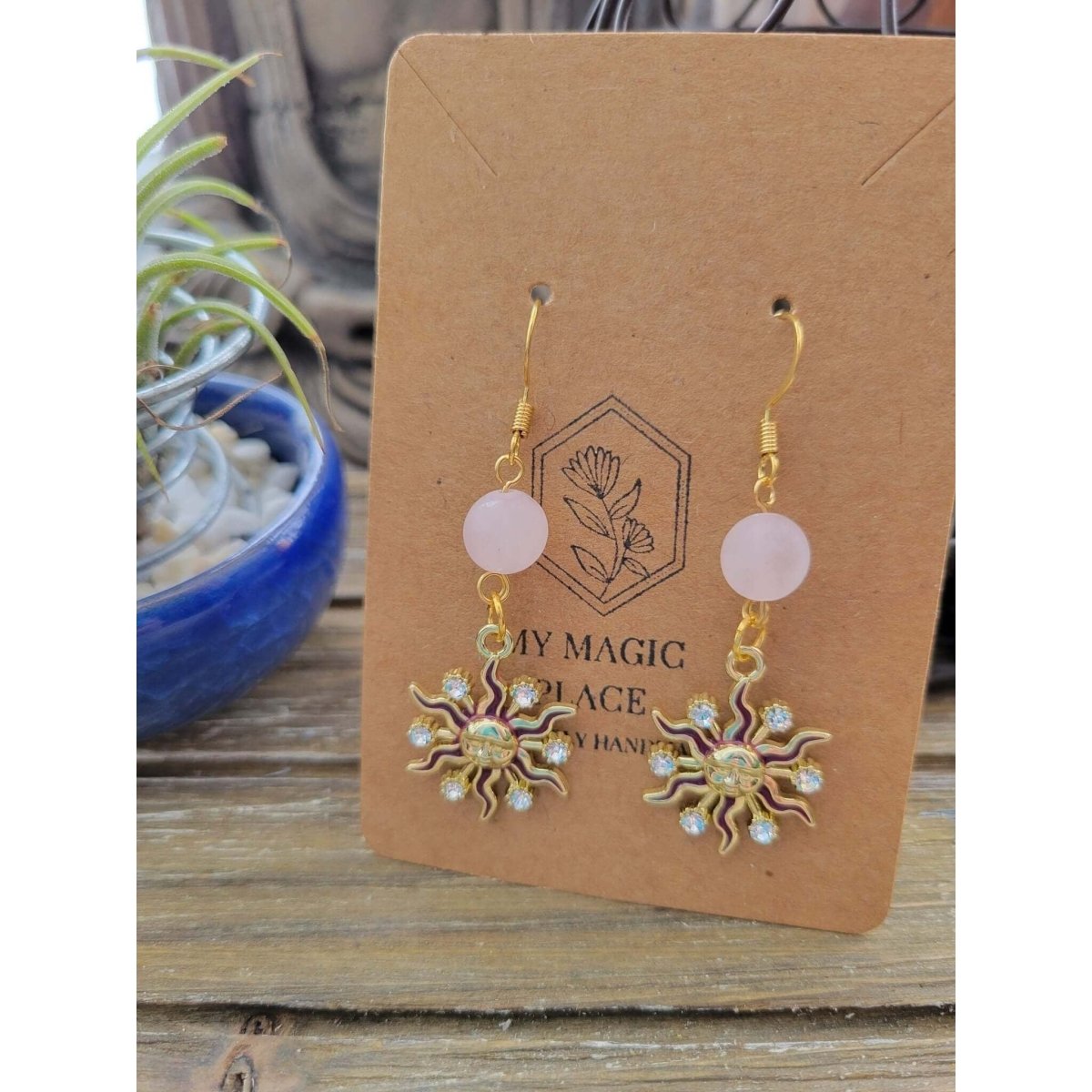 Crystal Beads and Charms Earrings, Crystal Jewelry , Gold color Earrings -Earrings