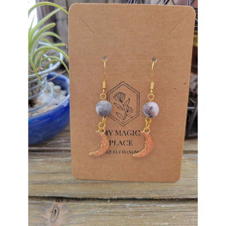 Crystal Beads and Charms Earrings, Crystal Jewelry , Gold color Earrings -Earrings