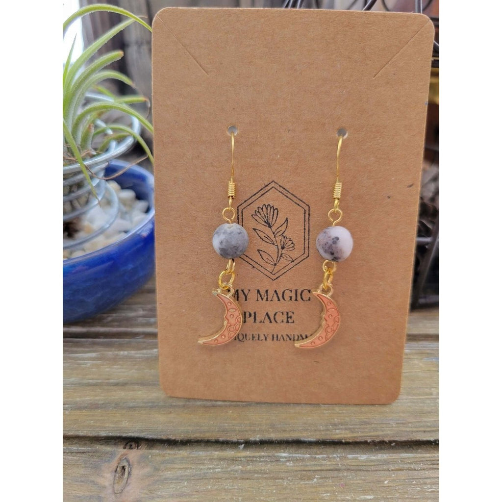 Crystal Beads and Charms Earrings, Crystal Jewelry , Gold color Earrings -Earrings