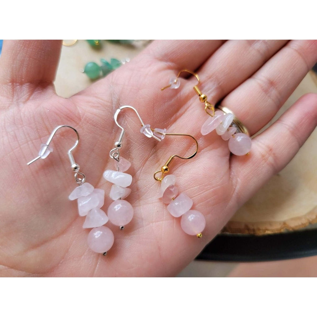 Crystal Earrings ,Stacked Stone Drop Earrings | Bohemian Style Dangle Earrings -